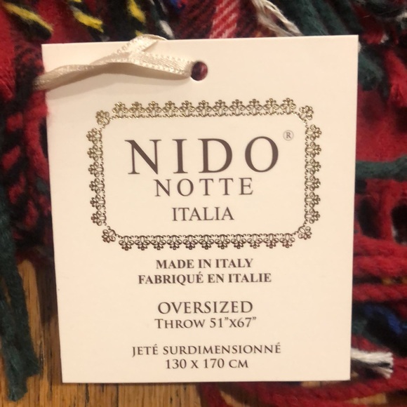 Nido Notte NEW Red Plaid Blanket Made in Italy - Picture 3 of 7